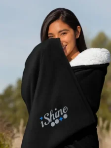 Premium-Embroidered Sherpa Blanket Black