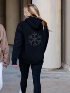 Heavyweight Black Hoodie with Black Shadow Snowflake