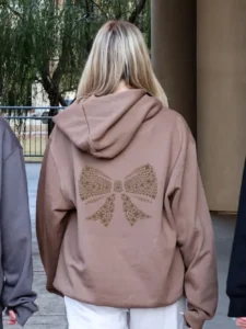 Heavyweight Brown Hoodie with Chocolate Bow