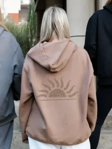 Heavyweight Brown Hoodie with Chocolate Sunrise