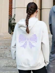 Heavyweight Dust Hoodie with Lavender Bow