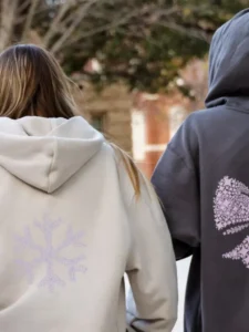 Heavyweight Dust Hoodie with Lavender Snowflake in Back
