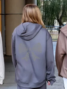 Heavyweight Gray Hoodie with Gray Bow